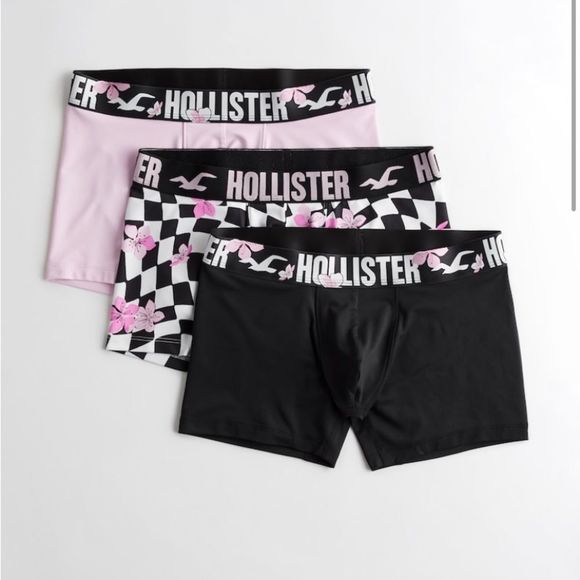 NWT-Hollister Men’s Sport Boxer Brief 3-Pack (Cherry Blossom Collection & Print) - Picture 2 of 6